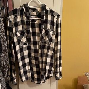 TNA Plaid Black and White Shirt